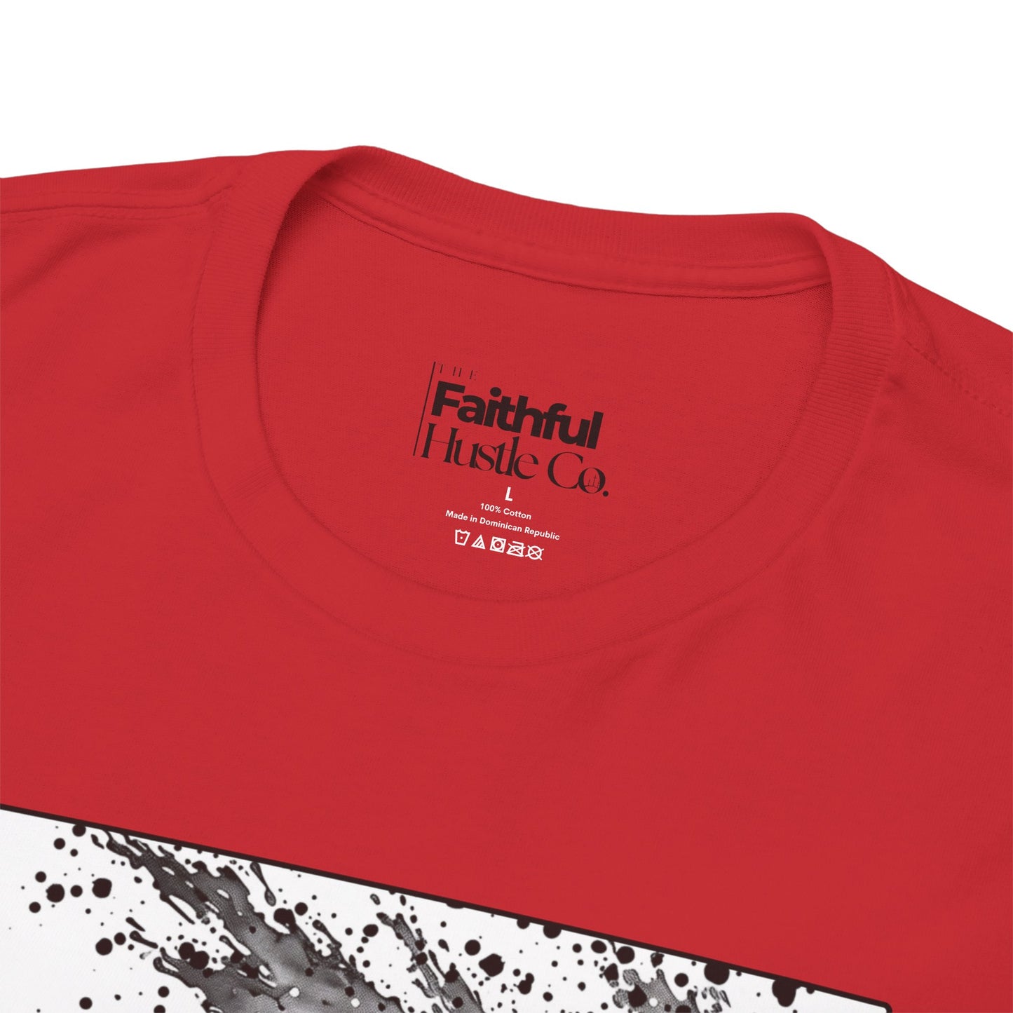 Moses & The Red Sea Staff Raised Tee – Black & White Faith Ink Panel (Ex 14:14)