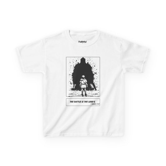 David & Goliath – Black & White Faith Ink Panel Kids T-Shirt (1 Sam 17:47)