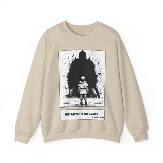 David & Goliath Sweater – Black & White Faith Ink Panel (1 Sam 17:47)