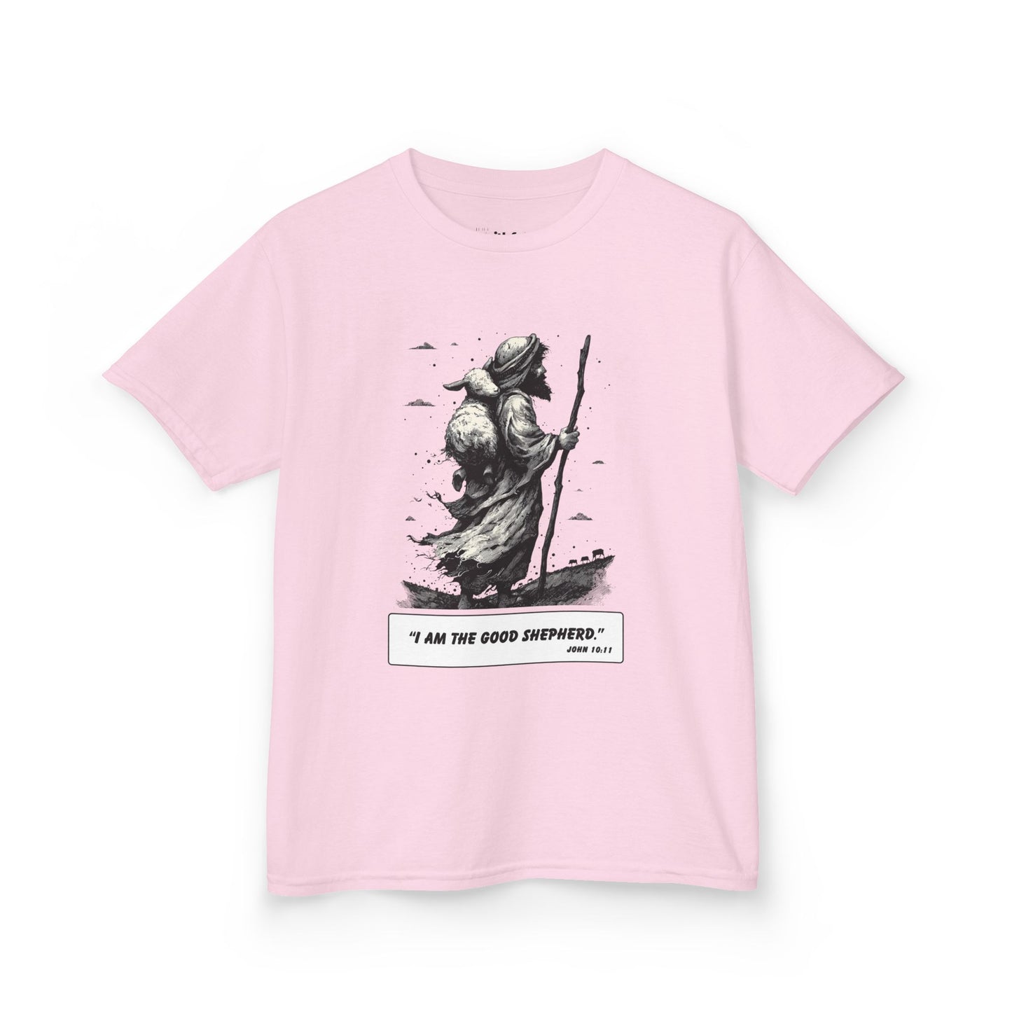 The Good Shepherd (Carry the Lamb) – Faith Ink Panel T-Shirt (B/W)