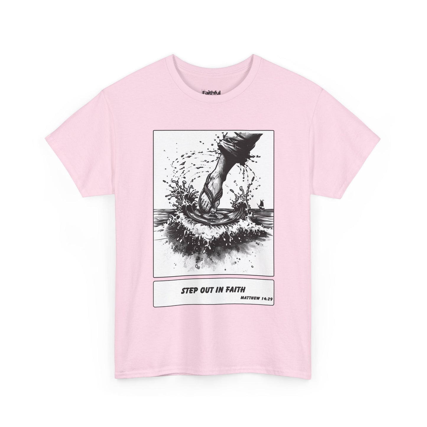 Walking on Water Tee – Black & White Faith Ink Panel (Matt 14:29)