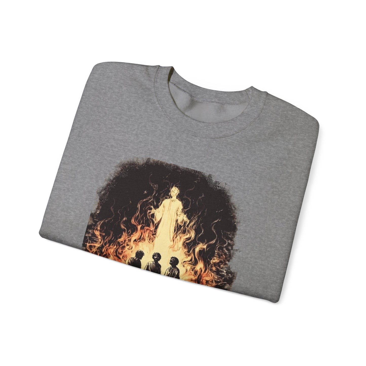 Fiery Furnace Sweater – Black & White Faith Ink Panel (Dan 3:25)