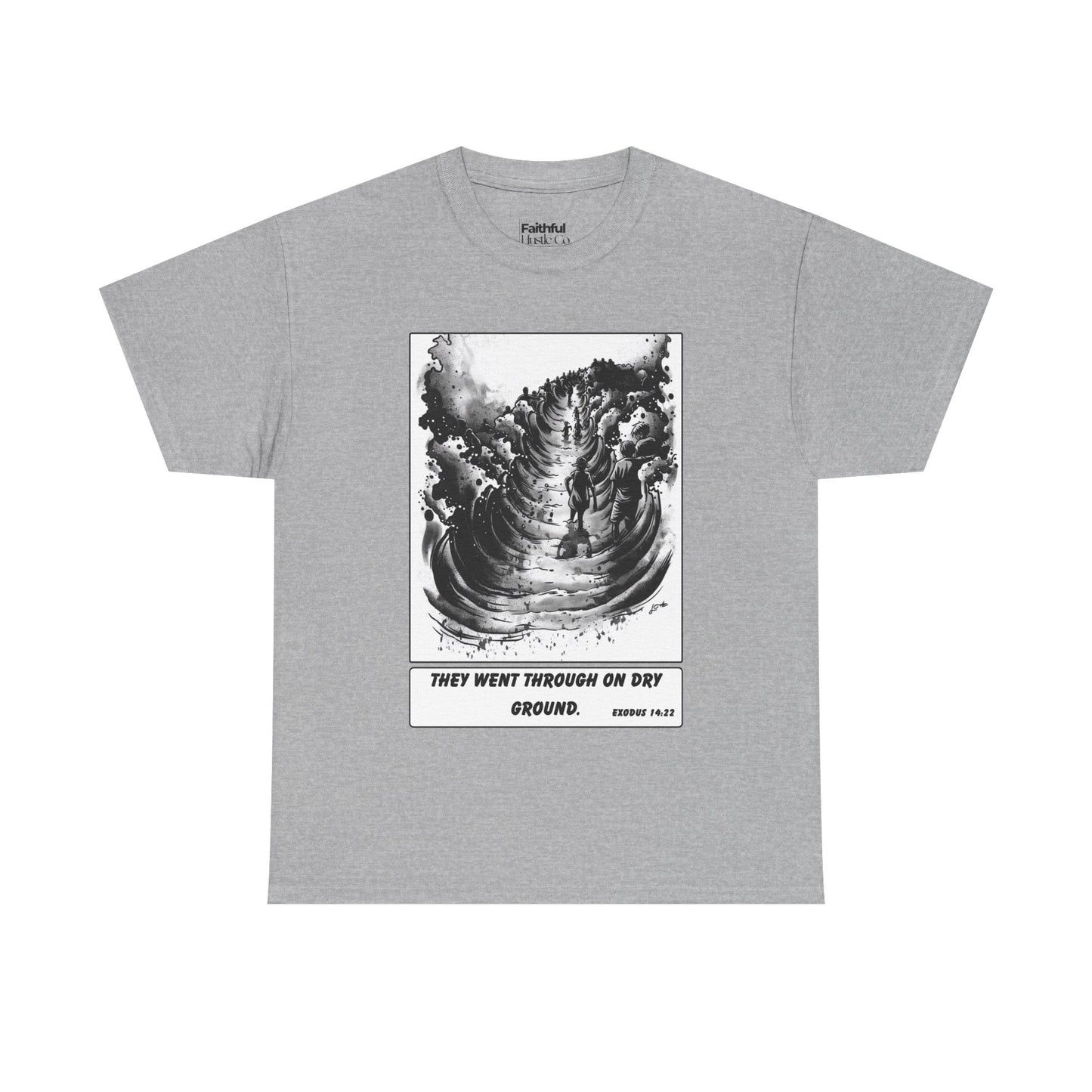 Red Sea Dry Ground Tee – Black & White Faith Ink Panel (Ex 14:22)
