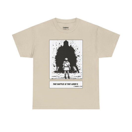 David & Goliath Tee – Black & White Faith Ink Panel (1 Sam 17:47)
