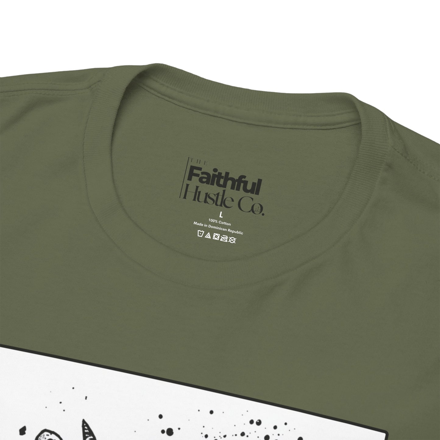 Jericho Trumpets T-Shirt – Black & White Faith Ink Panel (Josh 6:16)