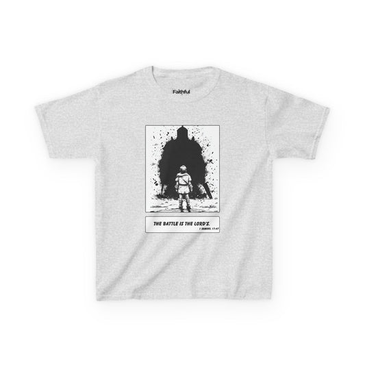 David & Goliath – Black & White Faith Ink Panel Kids T-Shirt (1 Sam 17:47)