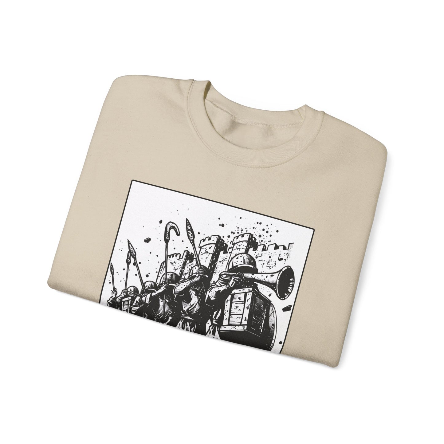 Jericho Sweater – Black & White Faith Ink Panel (Josh 6:16)