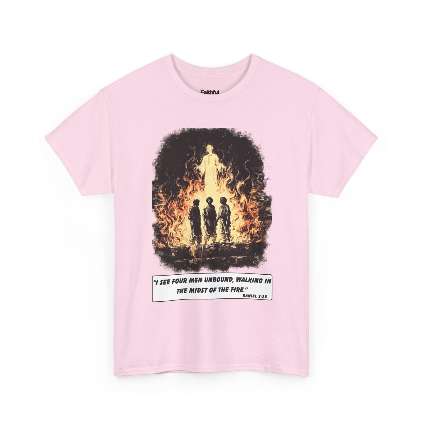 Fiery Furnace Tee – Black & White Faith Ink Panel (Dan 3:25)