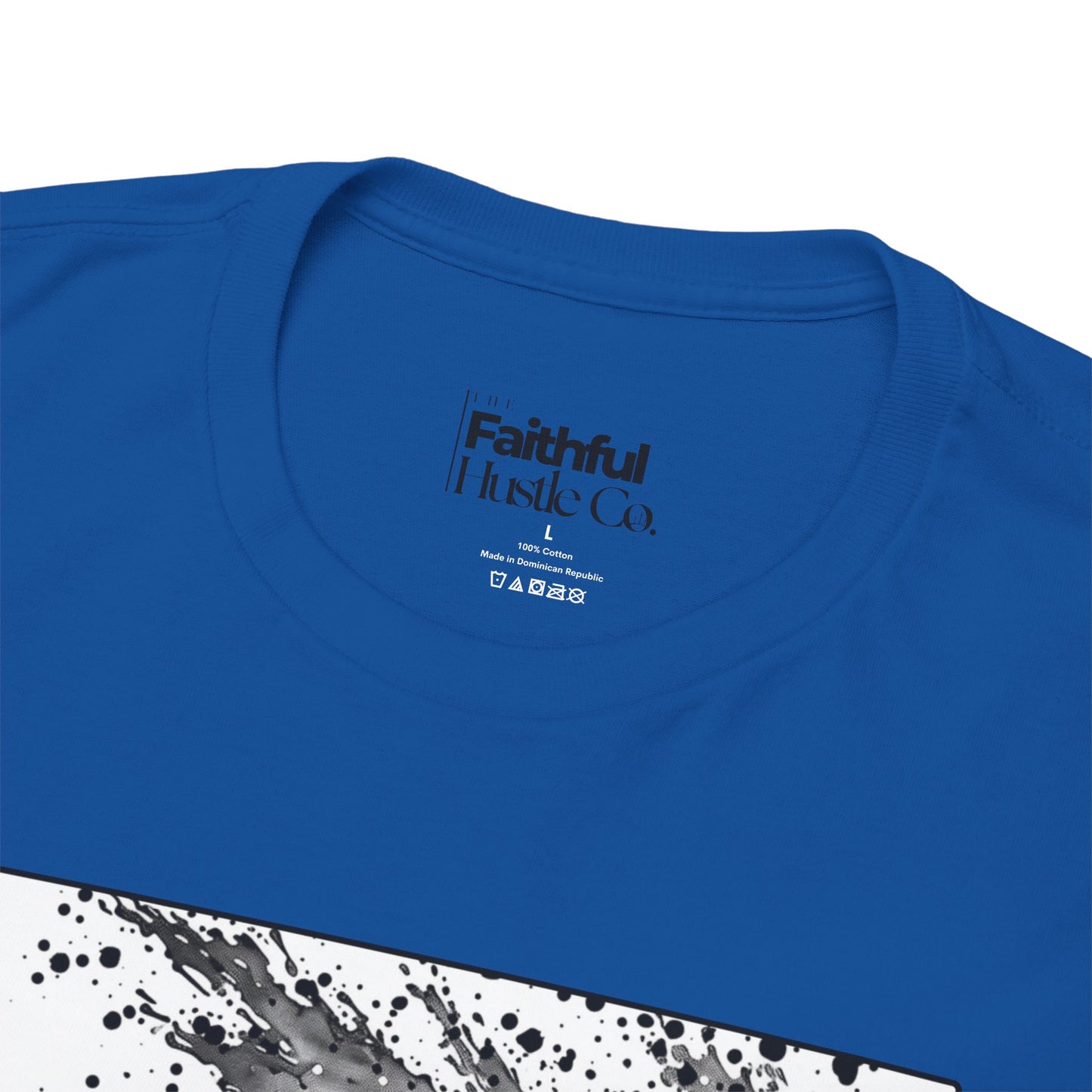 Moses & The Red Sea Staff Raised Tee – Black & White Faith Ink Panel (Ex 14:14)
