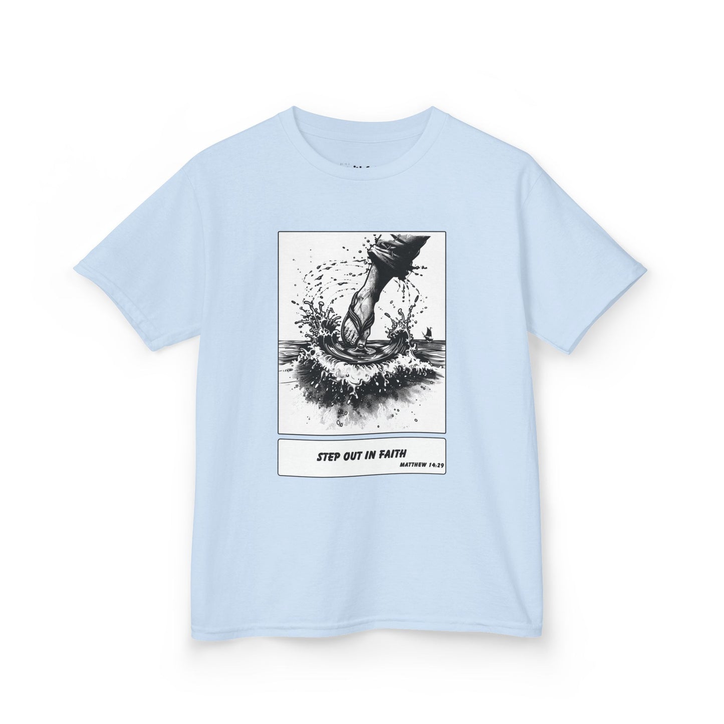 Walking on Water (Step Out in Faith) – Faith Ink Panel T-Shirt (B/W)