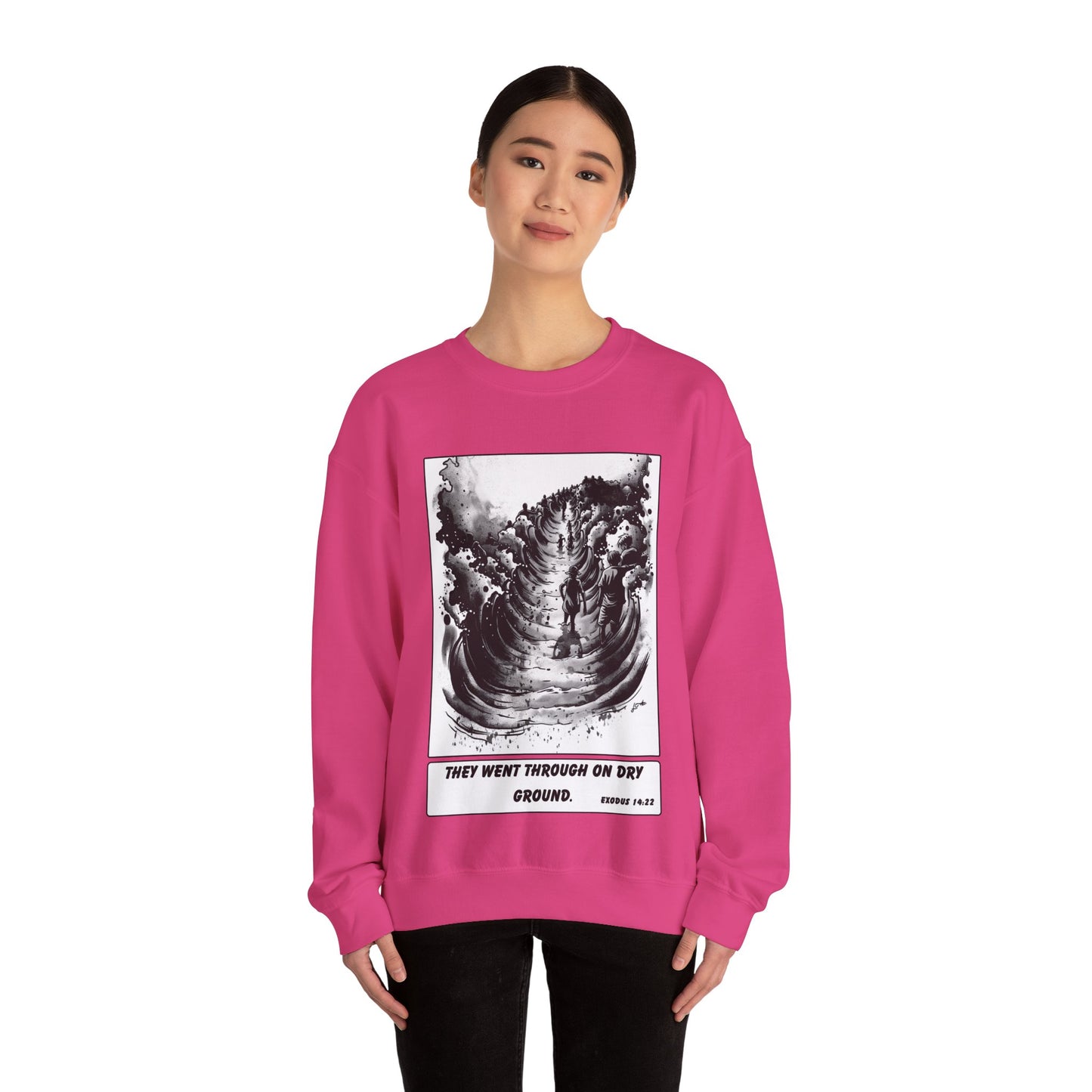 Red Sea (Dry Ground) Sweater – Black & White Faith Ink Panel (Ex 14:22)