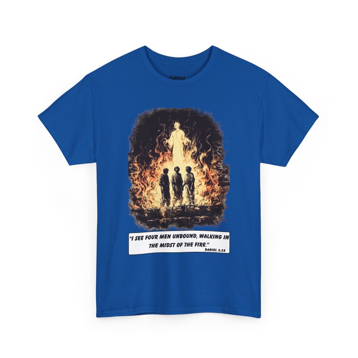 Fiery Furnace Tee – Black & White Faith Ink Panel (Dan 3:25)