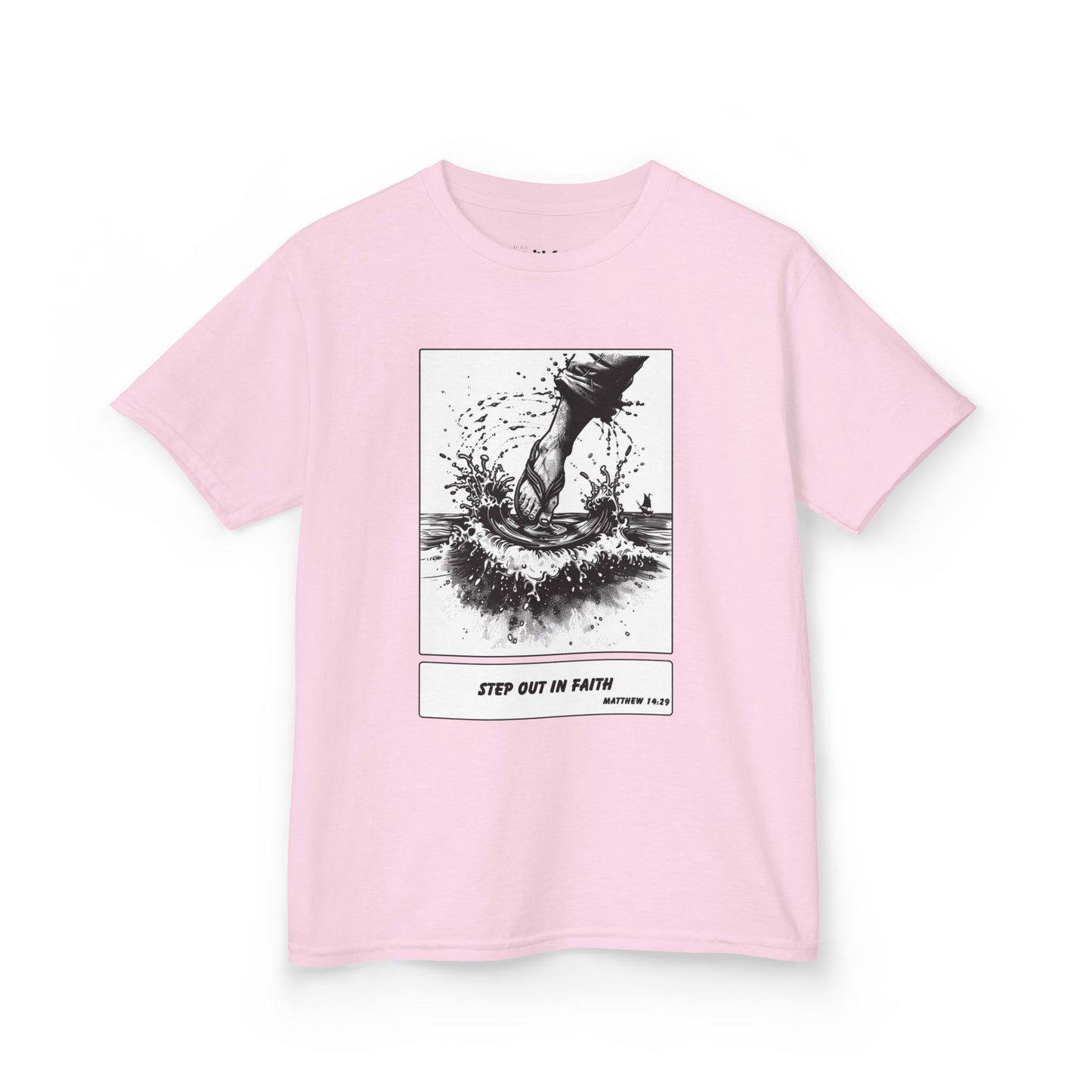 Walking on Water (Step Out in Faith) – Faith Ink Panel T-Shirt (B/W)