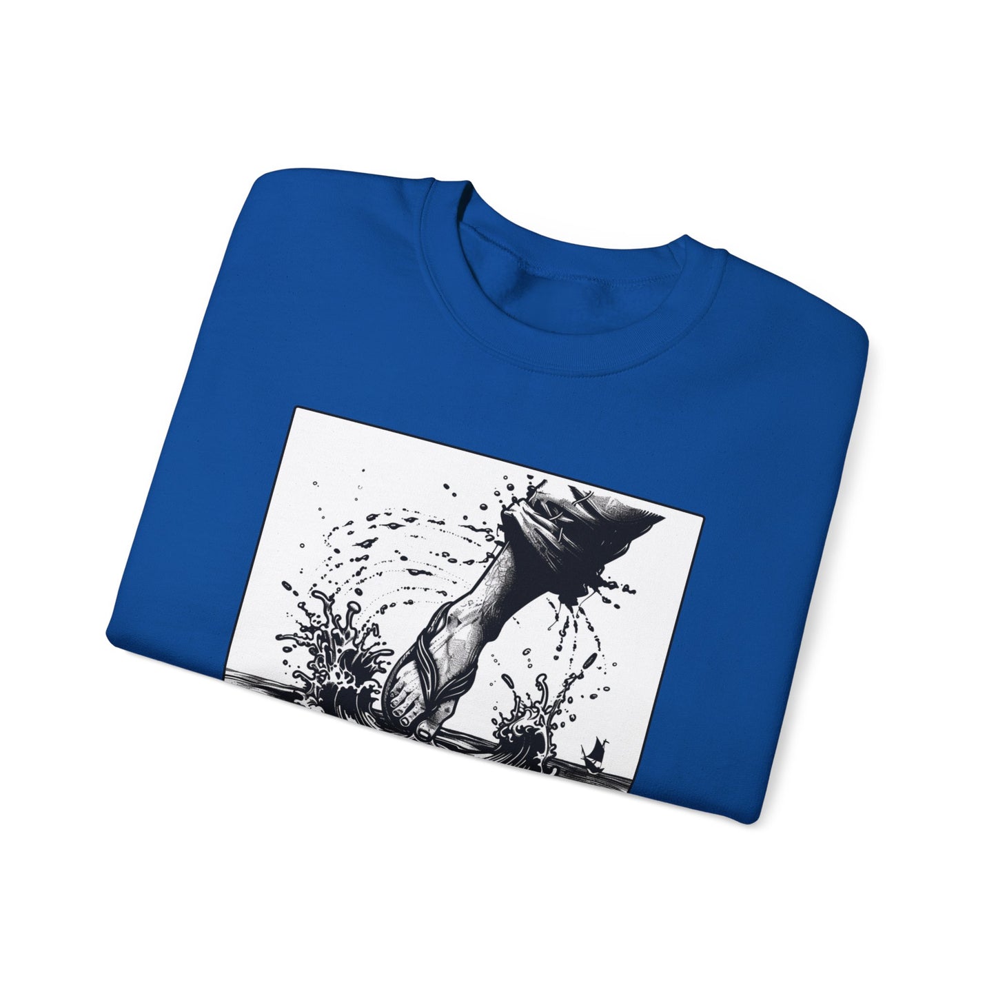 Walking on Water Sweater – Black & White Faith Ink Panel (Matt 14:29)