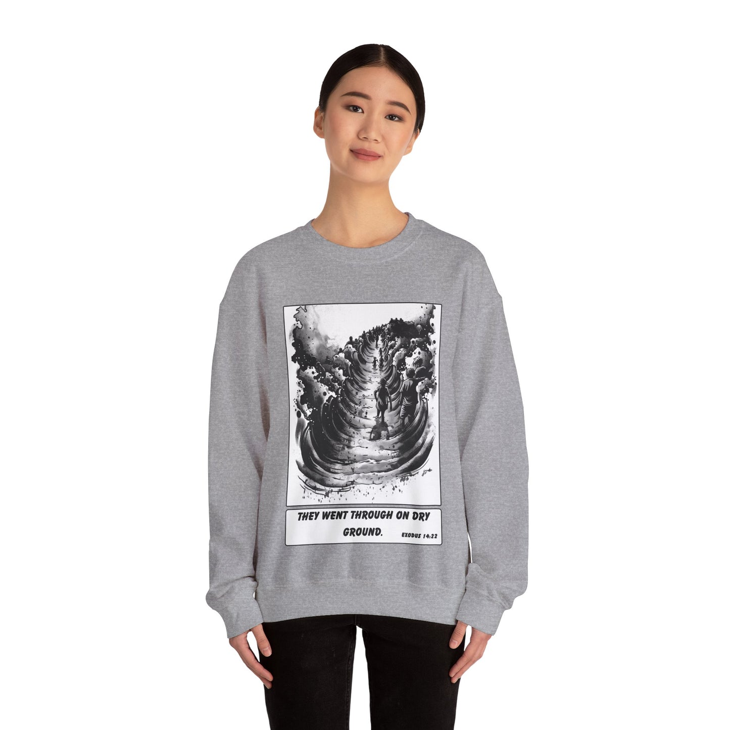Red Sea (Dry Ground) Sweater – Black & White Faith Ink Panel (Ex 14:22)