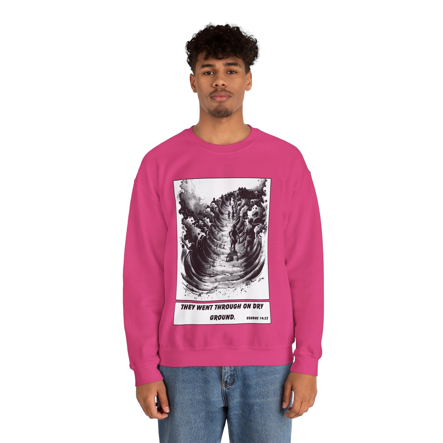 Red Sea (Dry Ground) Sweater – Black & White Faith Ink Panel (Ex 14:22)