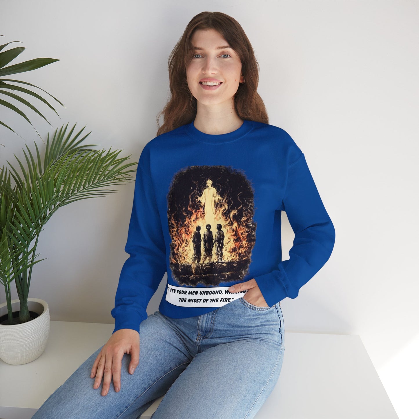 Fiery Furnace Sweater – Black & White Faith Ink Panel (Dan 3:25)