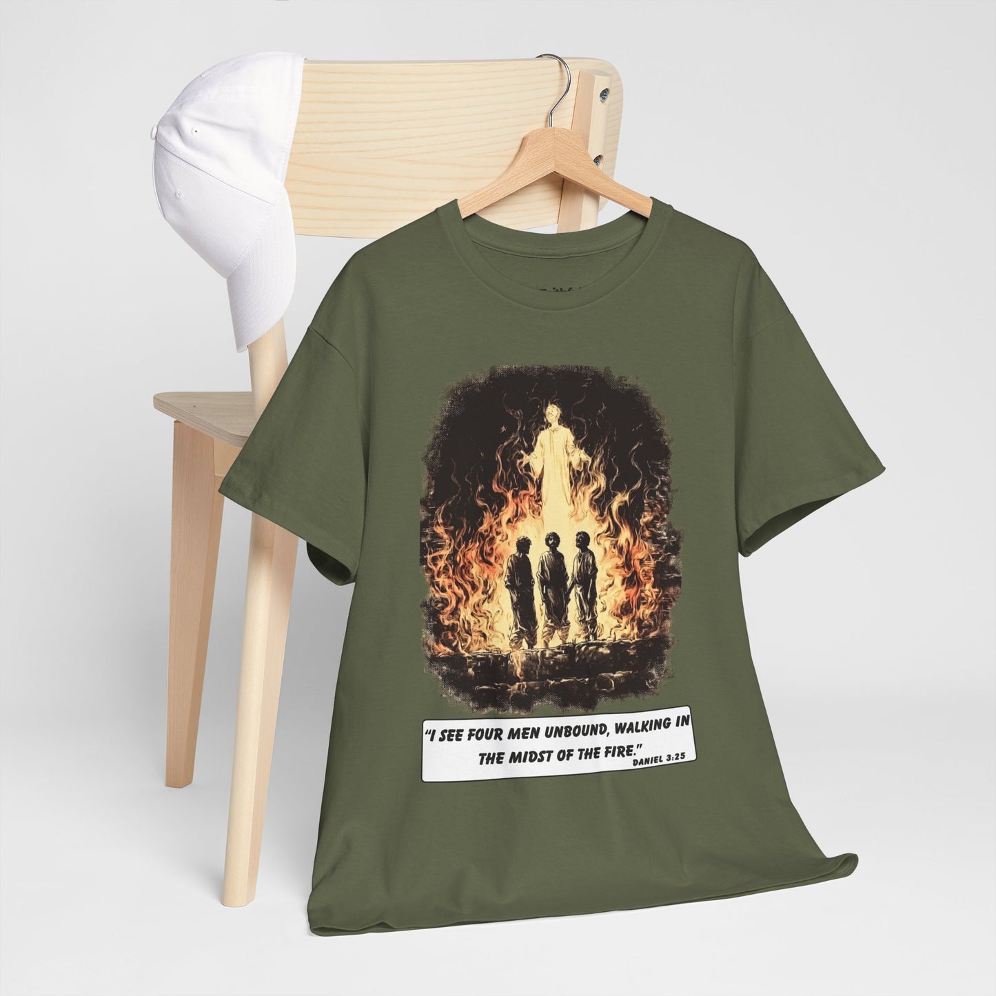 Fiery Furnace Tee – Black & White Faith Ink Panel (Dan 3:25)