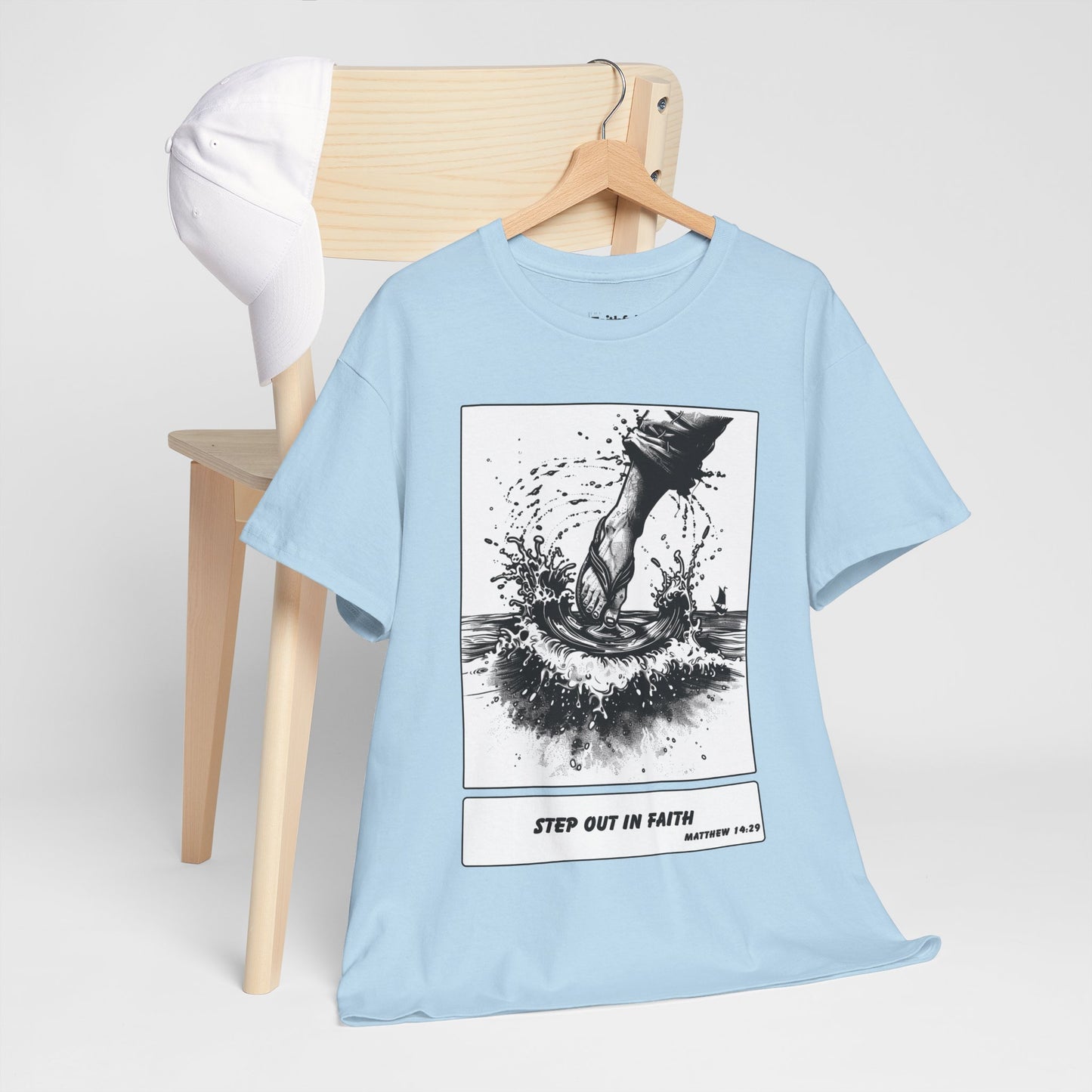 Walking on Water Tee – Black & White Faith Ink Panel (Matt 14:29)