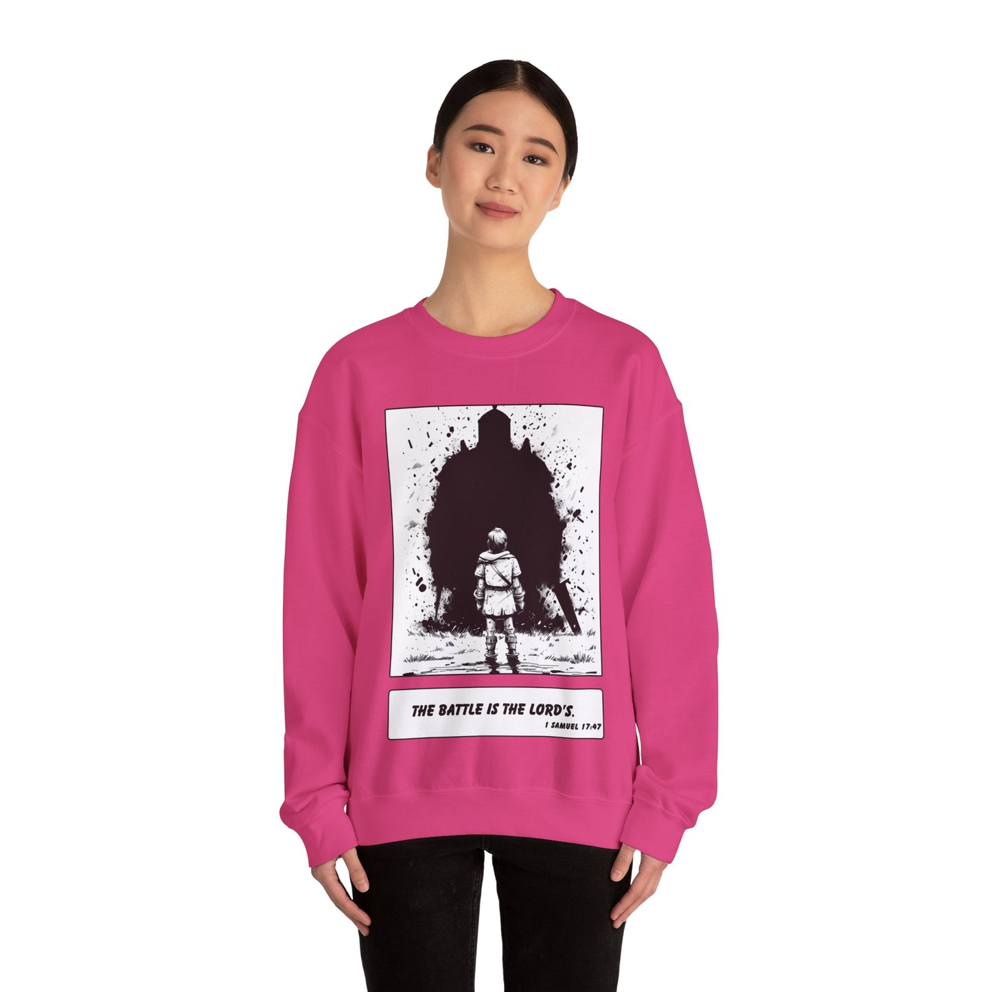 David & Goliath Sweater – Black & White Faith Ink Panel (1 Sam 17:47)