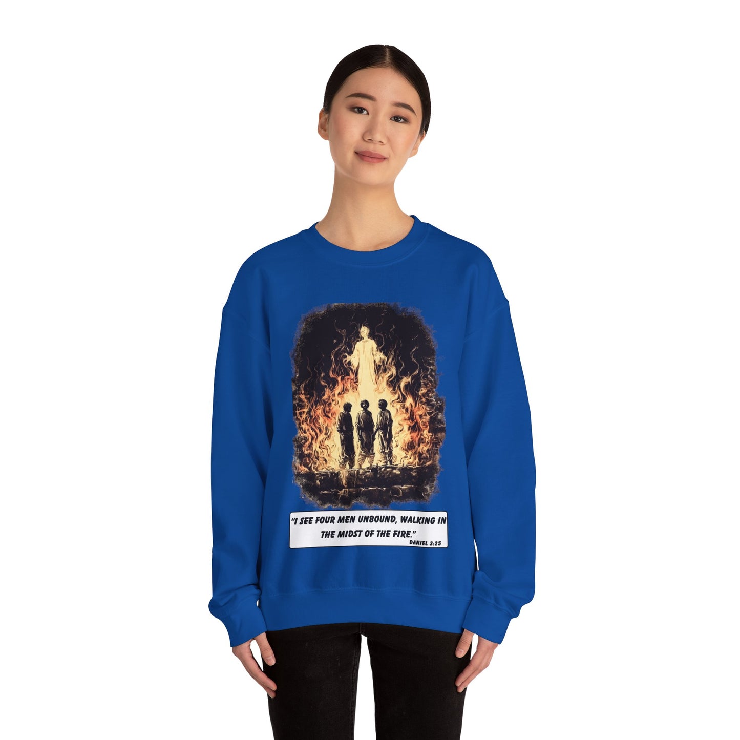 Fiery Furnace Sweater – Black & White Faith Ink Panel (Dan 3:25)