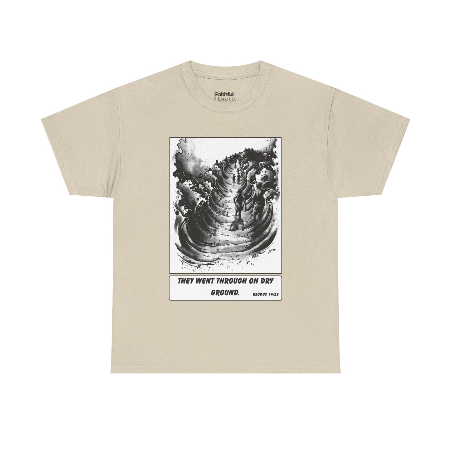 Red Sea Dry Ground Tee – Black & White Faith Ink Panel (Ex 14:22)