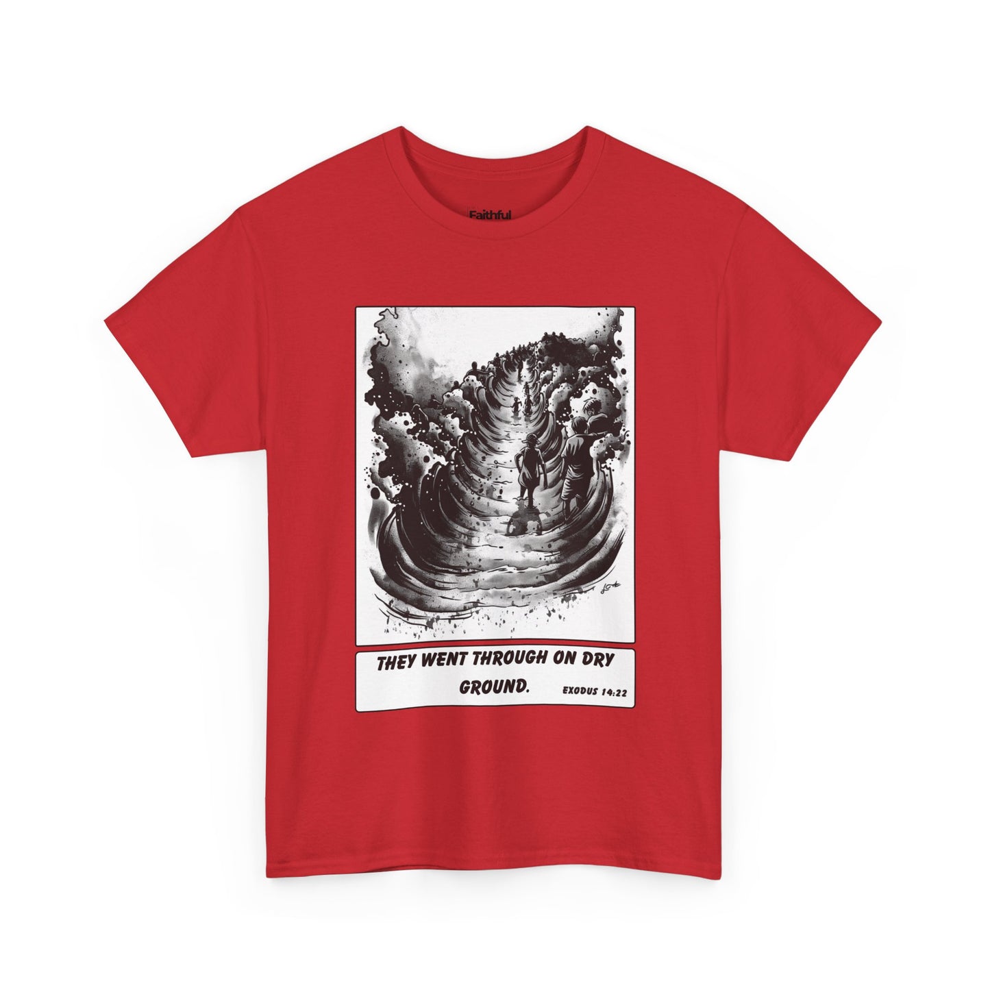 Red Sea Dry Ground Tee – Black & White Faith Ink Panel (Ex 14:22)