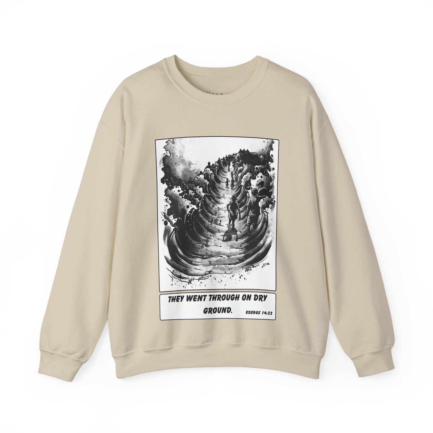 Red Sea (Dry Ground) Sweater – Black & White Faith Ink Panel (Ex 14:22)