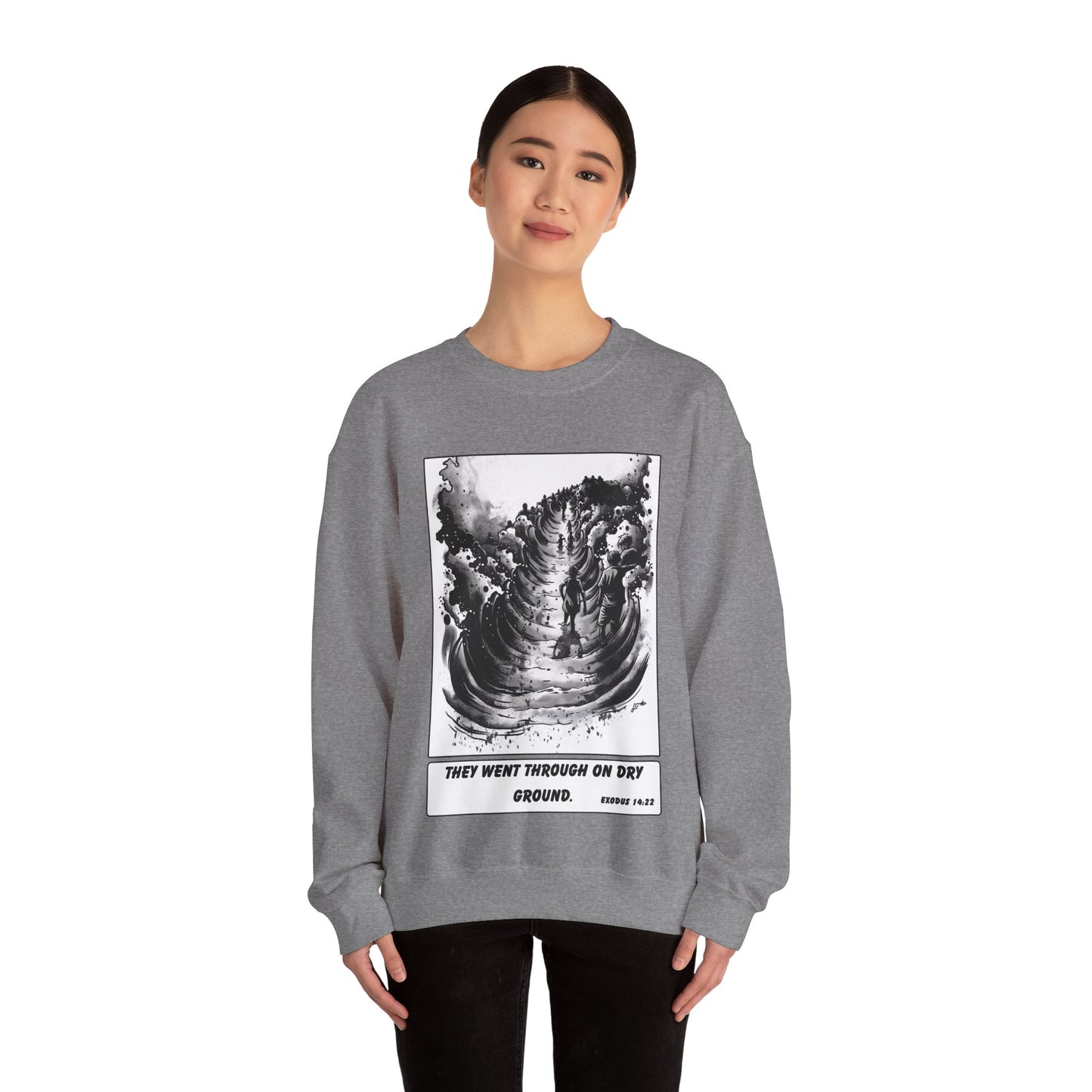 Red Sea (Dry Ground) Sweater – Black & White Faith Ink Panel (Ex 14:22)