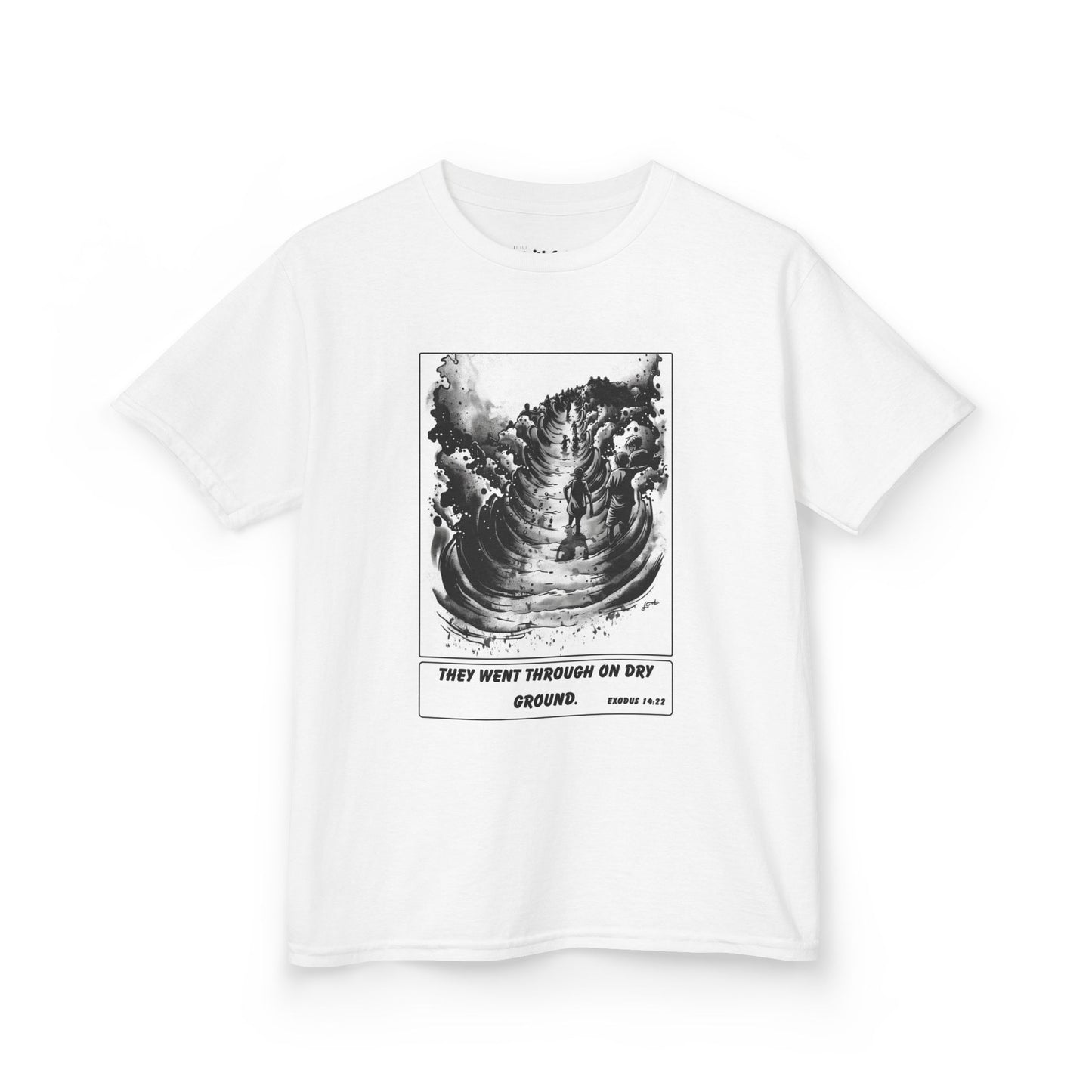 Red Sea (Dry Ground) – Faith Ink Panel T-Shirt (B/W)