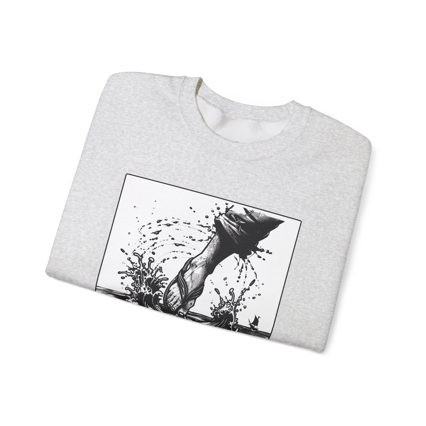 Walking on Water Sweater – Black & White Faith Ink Panel (Matt 14:29)