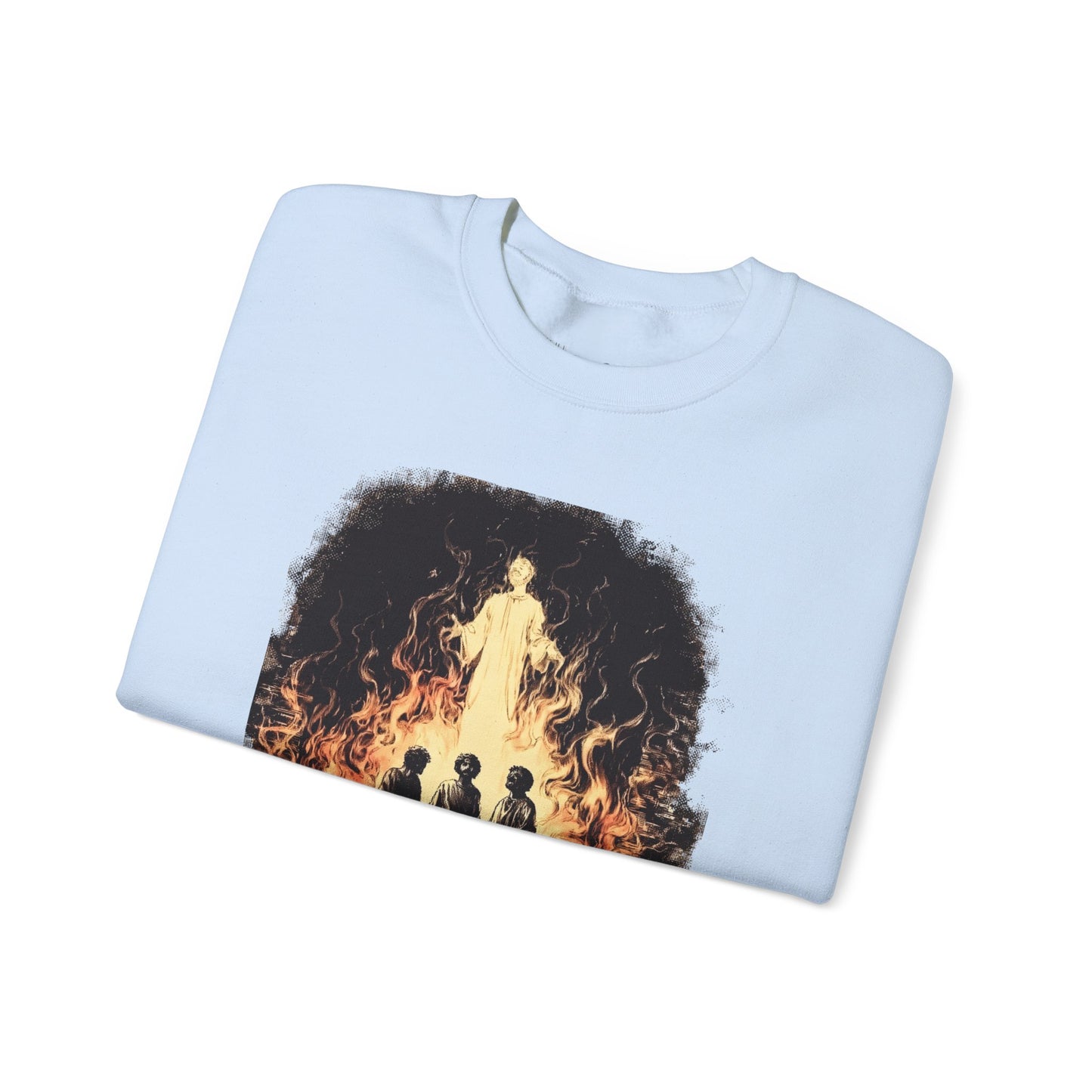 Fiery Furnace Sweater – Black & White Faith Ink Panel (Dan 3:25)