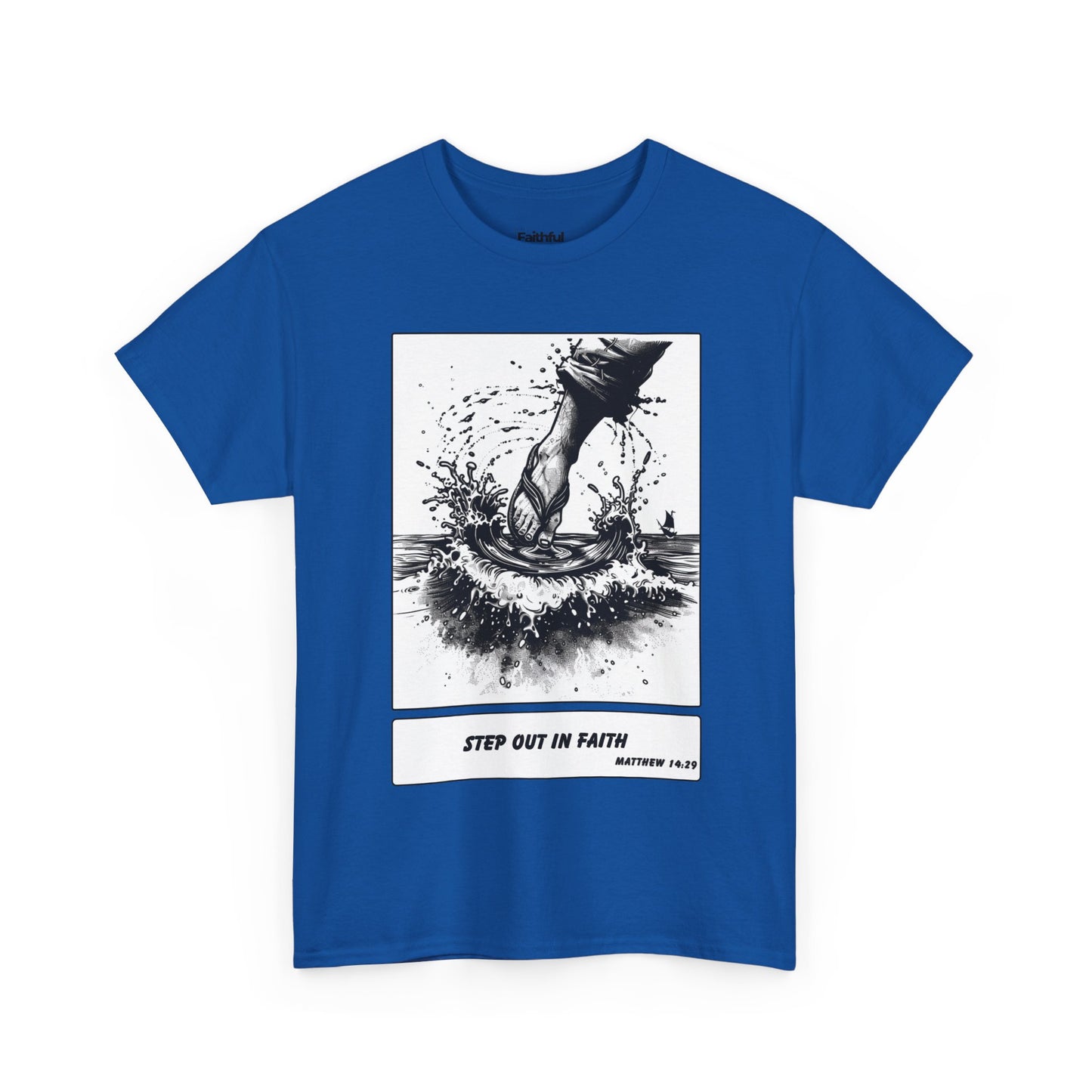 Walking on Water Tee – Black & White Faith Ink Panel (Matt 14:29)
