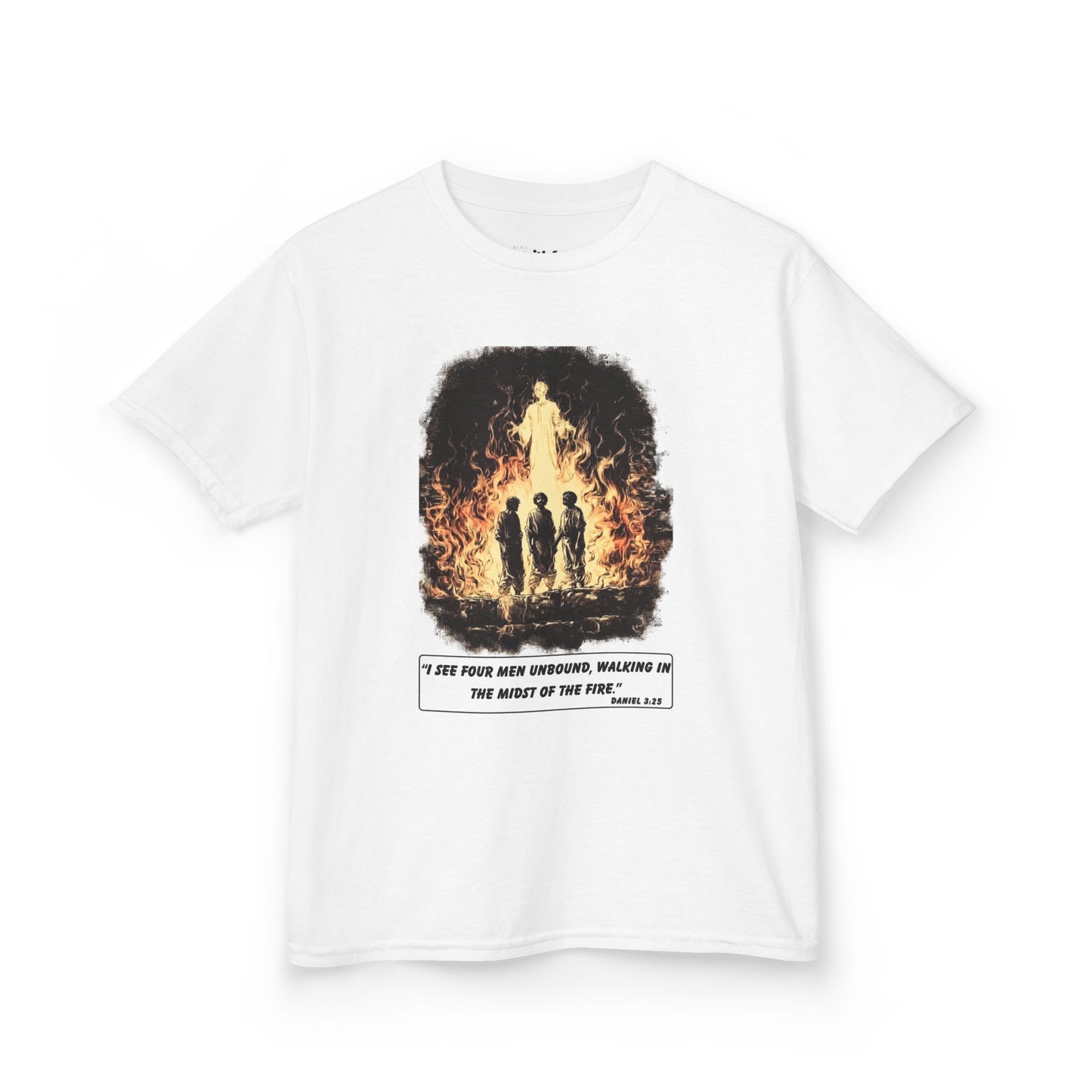 Fiery Furnace (Fourth in the Fire) – Faith Ink Panel T-Shirt (B/W)