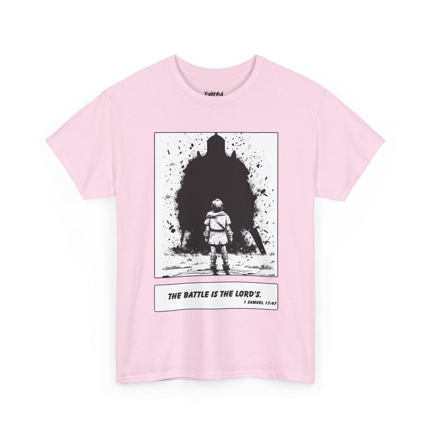 David & Goliath Tee – Black & White Faith Ink Panel (1 Sam 17:47)