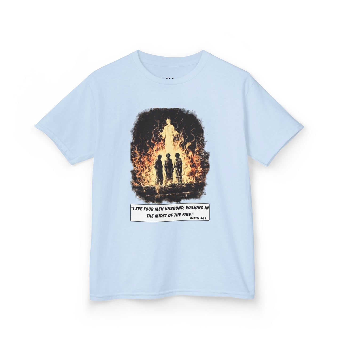 Fiery Furnace (Fourth in the Fire) – Faith Ink Panel T-Shirt (B/W)