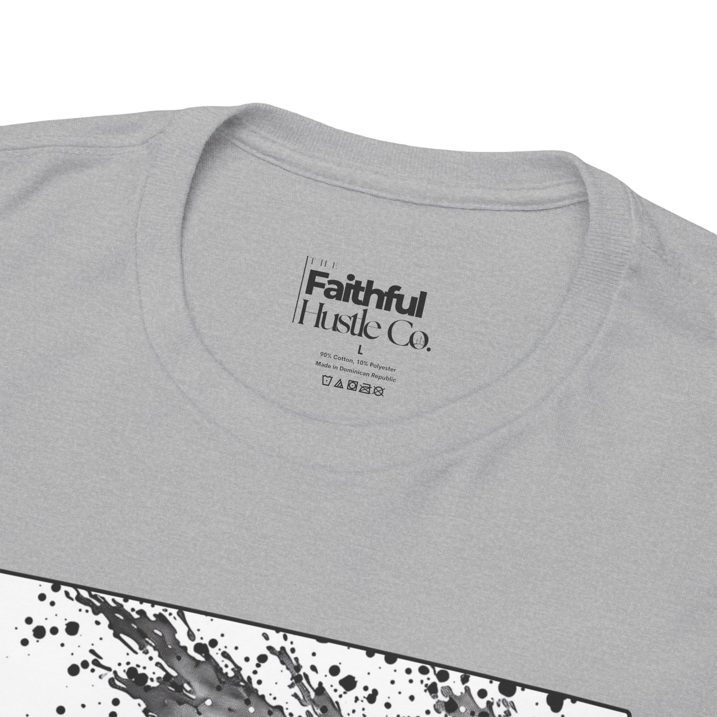 Moses & The Red Sea Staff Raised Tee – Black & White Faith Ink Panel (Ex 14:14)