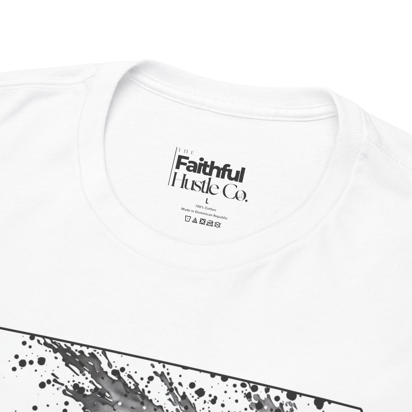 Moses & The Red Sea Staff Raised Tee – Black & White Faith Ink Panel (Ex 14:14)