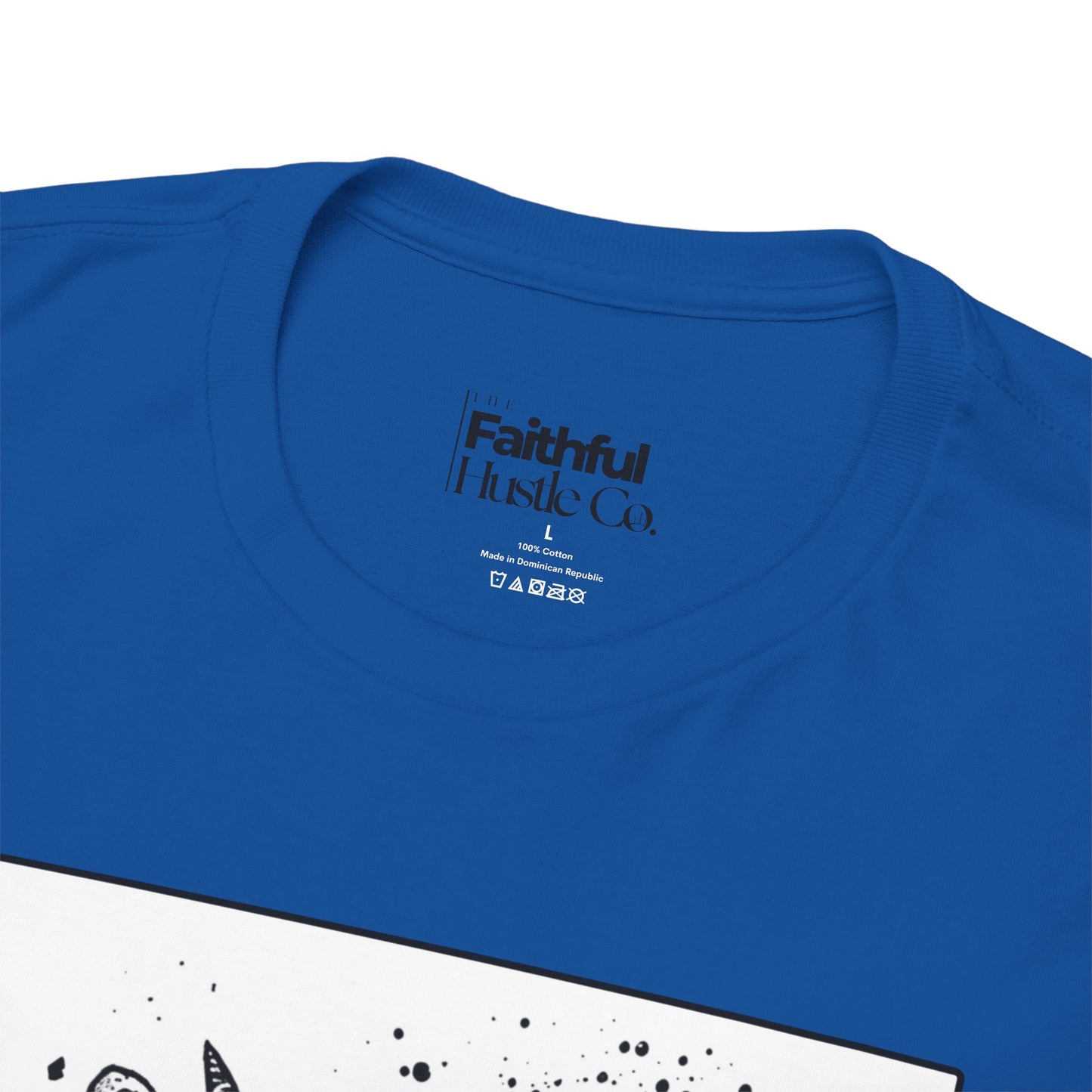 Jericho Trumpets T-Shirt – Black & White Faith Ink Panel (Josh 6:16)