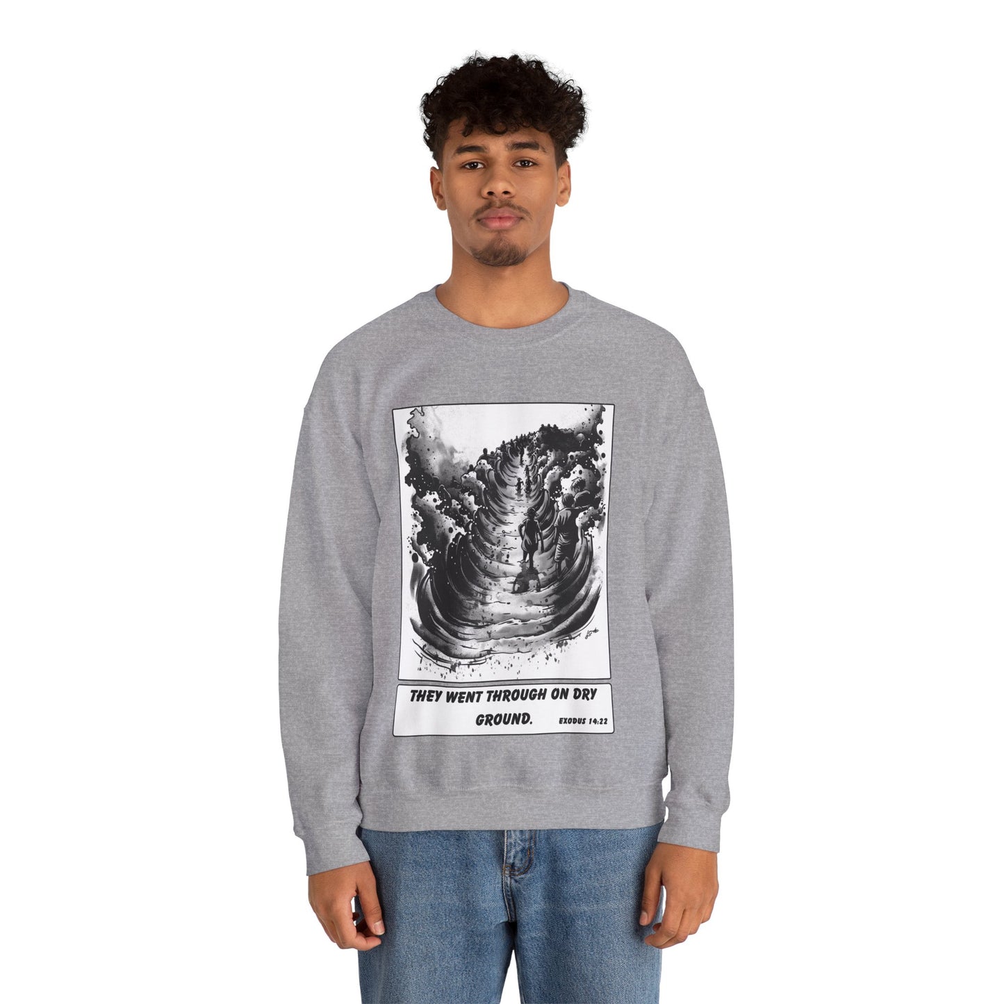 Red Sea (Dry Ground) Sweater – Black & White Faith Ink Panel (Ex 14:22)