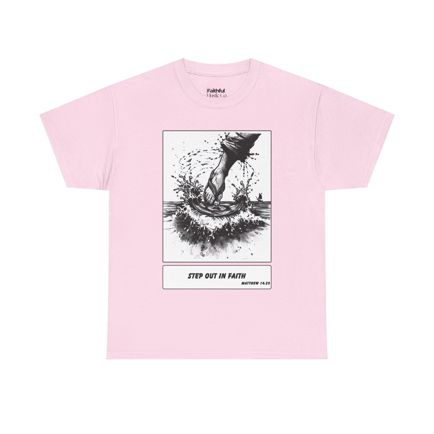 Walking on Water Tee – Black & White Faith Ink Panel (Matt 14:29)