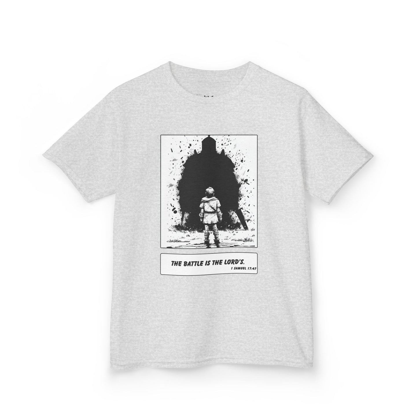 David & Goliath – Black & White Faith Ink Panel Kids T-Shirt (1 Sam 17:47)