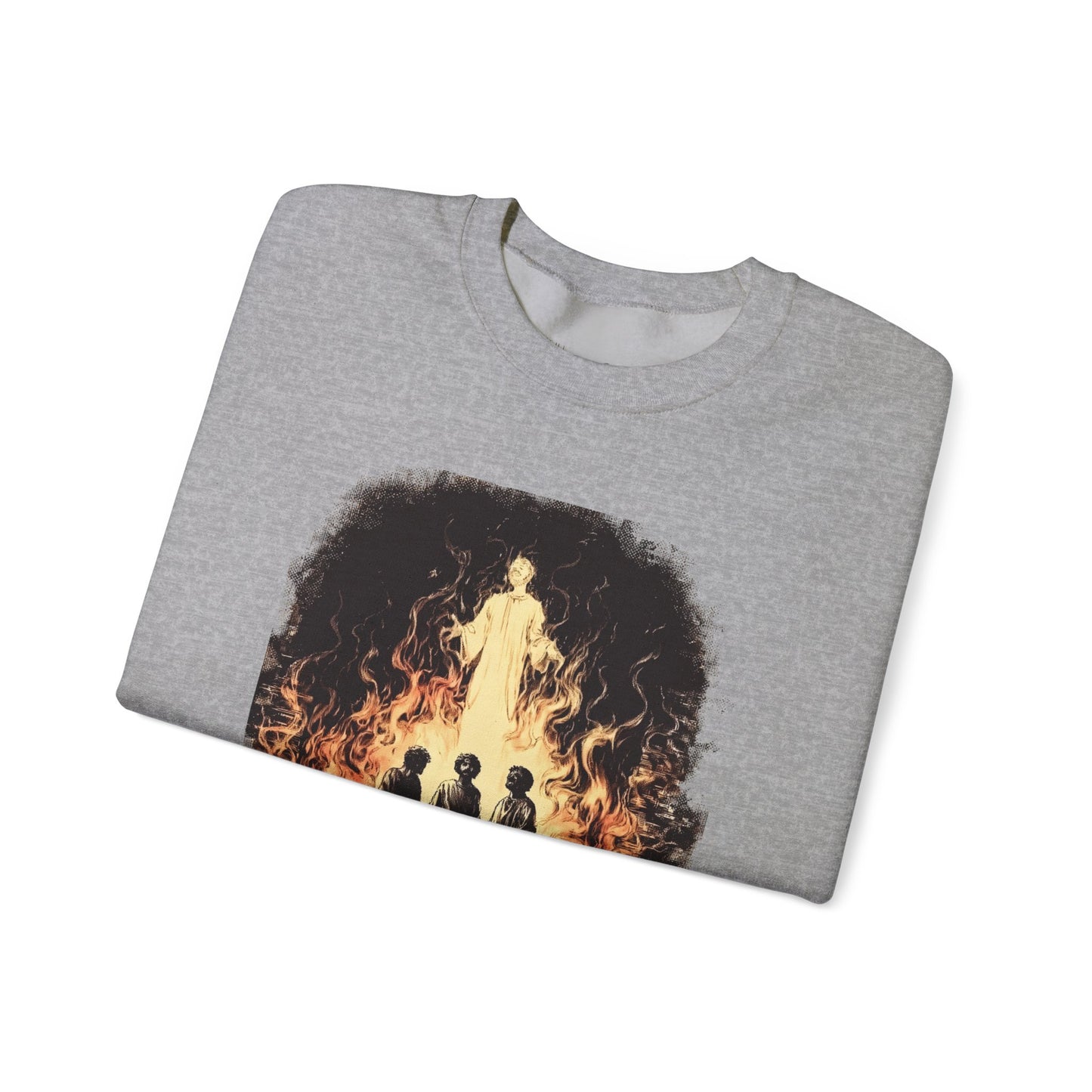 Fiery Furnace Sweater – Black & White Faith Ink Panel (Dan 3:25)