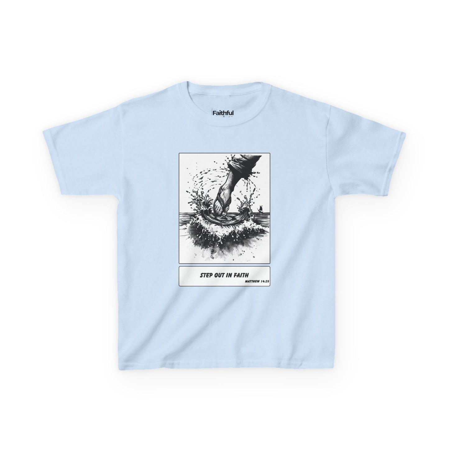 Walking on Water (Step Out in Faith) – Faith Ink Panel T-Shirt (B/W)