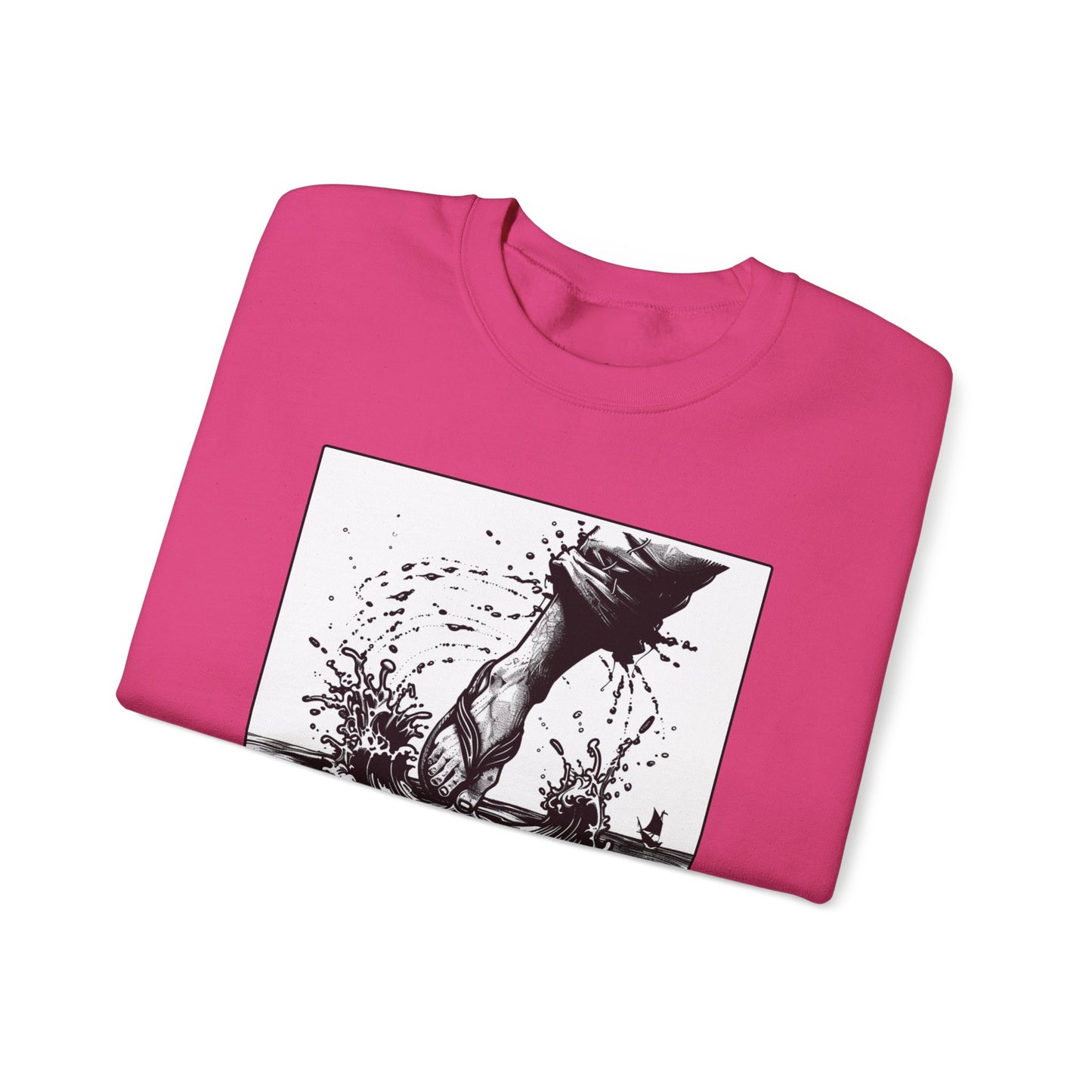 Walking on Water Sweater – Black & White Faith Ink Panel (Matt 14:29)