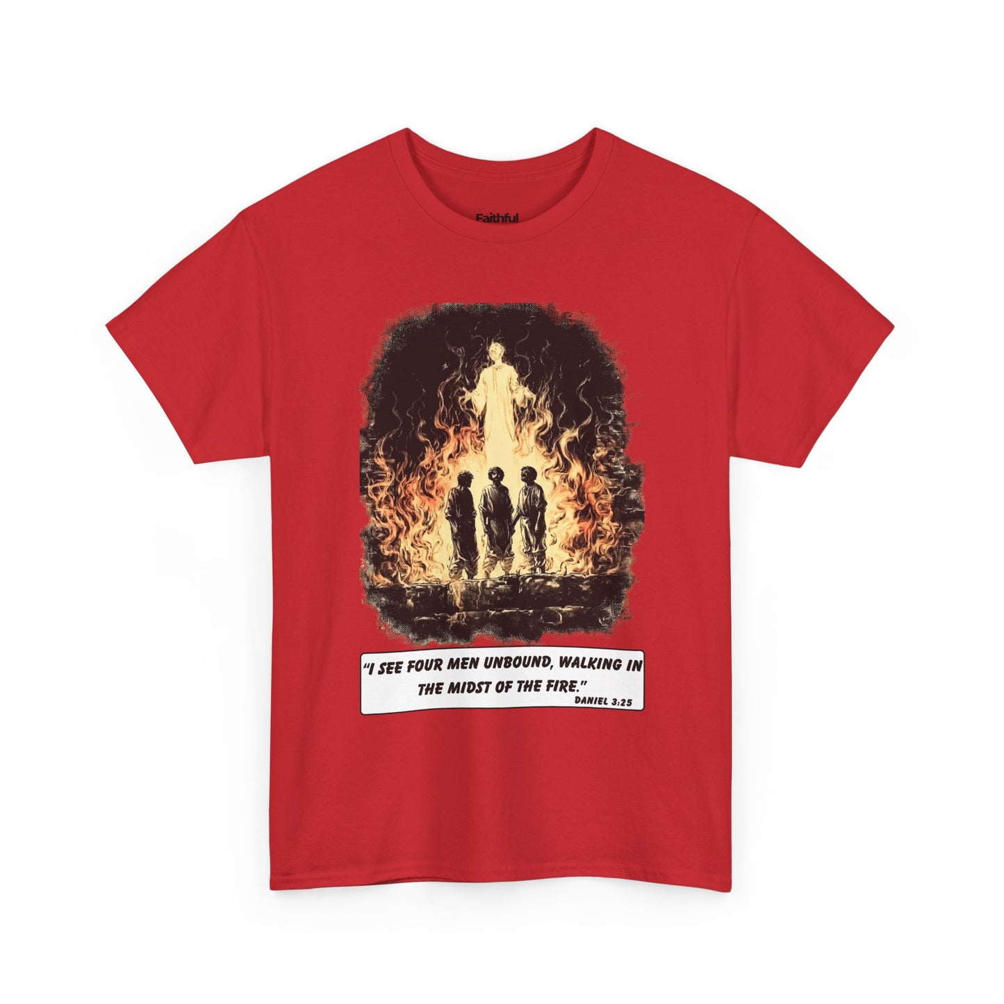 Fiery Furnace Tee – Black & White Faith Ink Panel (Dan 3:25)