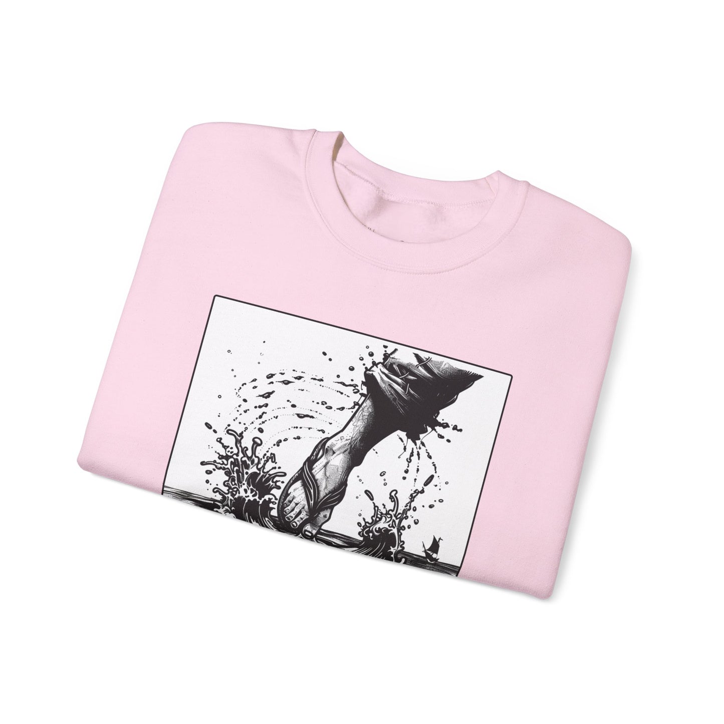 Walking on Water Sweater – Black & White Faith Ink Panel (Matt 14:29)