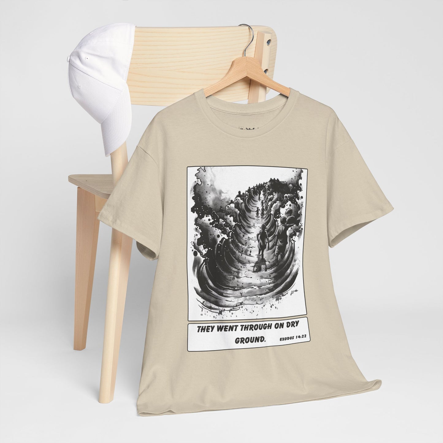 Red Sea Dry Ground Tee – Black & White Faith Ink Panel (Ex 14:22)