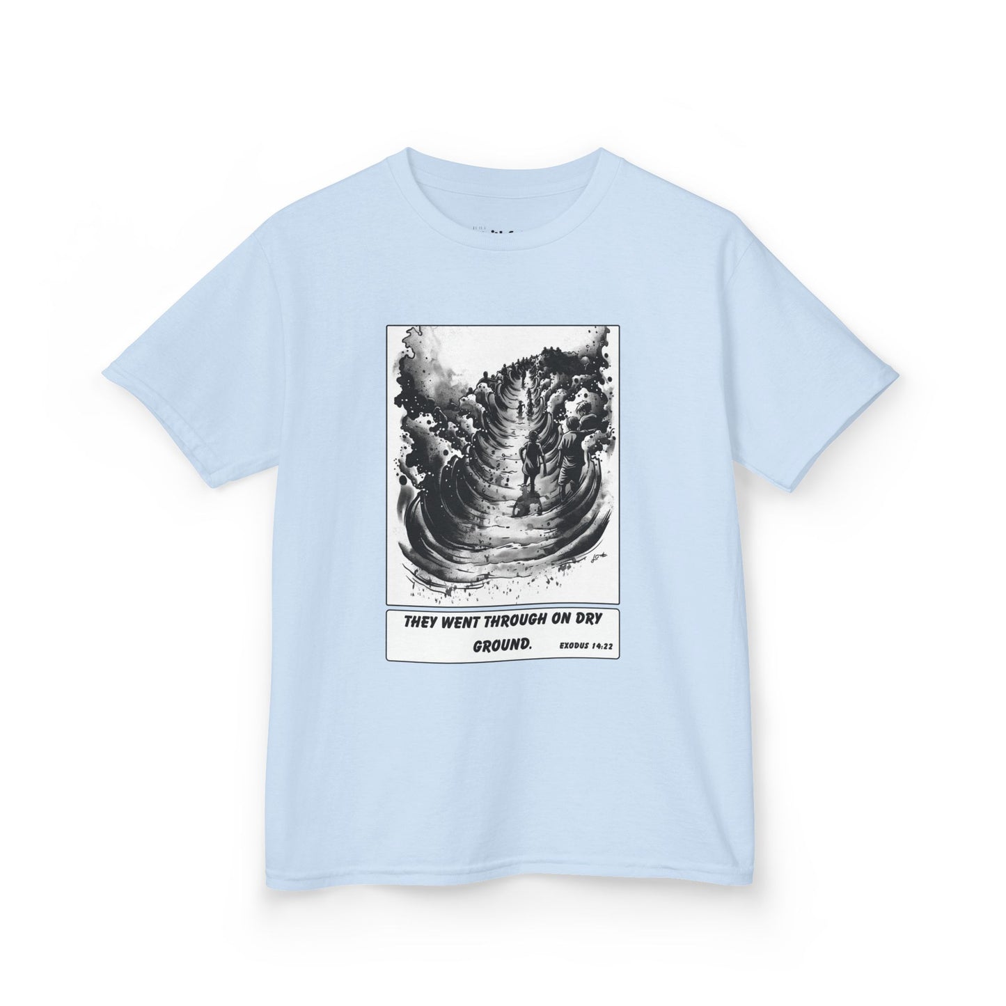 Red Sea (Dry Ground) – Faith Ink Panel T-Shirt (B/W)