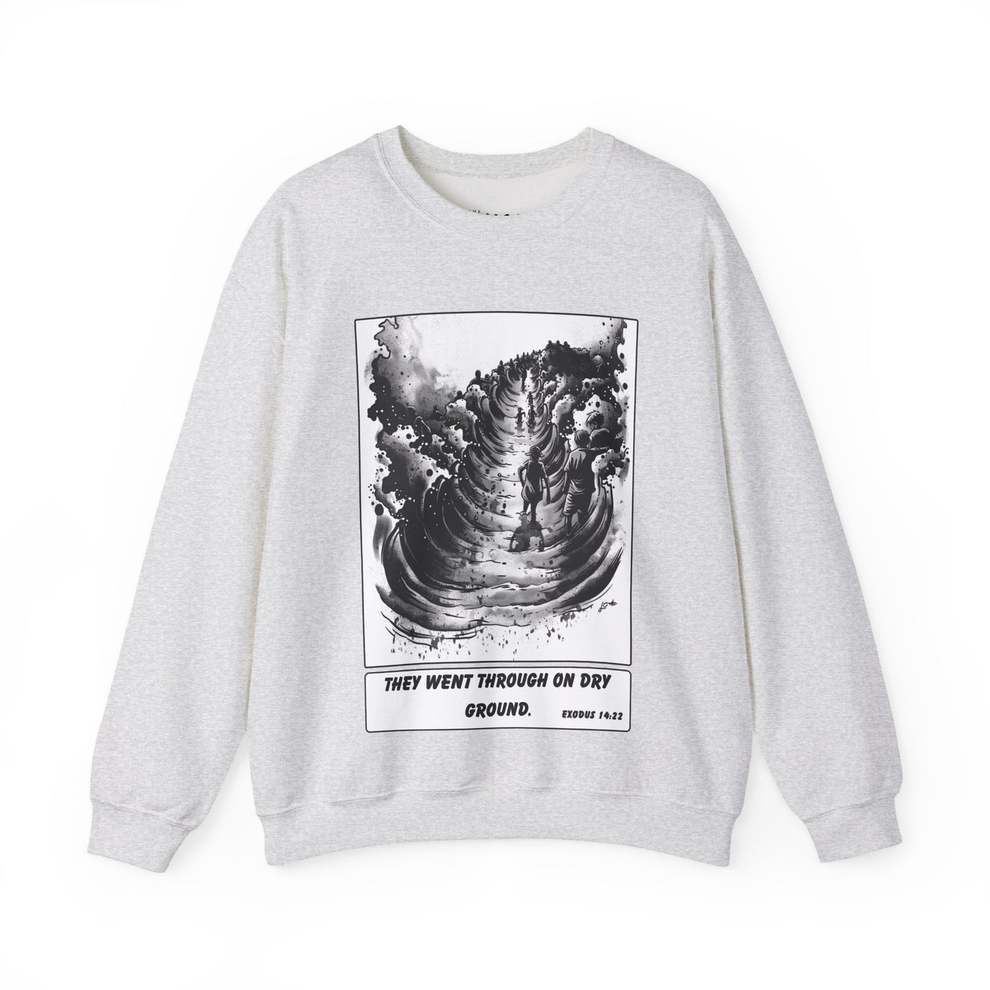Red Sea (Dry Ground) Sweater – Black & White Faith Ink Panel (Ex 14:22)